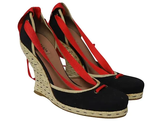 Alaïa Alpargatas Clásicas con Cuña Alaia en Lona Negra Negro 