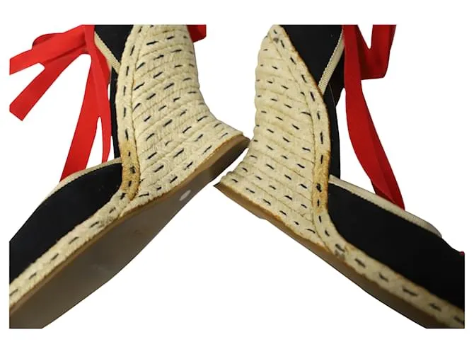Alaïa Alpargatas Clásicas con Cuña Alaia en Lona Negra Negro 