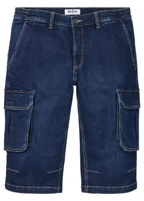 Bermudas vaqueras elásticas de corte cómodo y regular Azul piedra