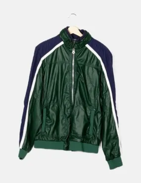 Bershka Chaqueta biker verde banda lateral