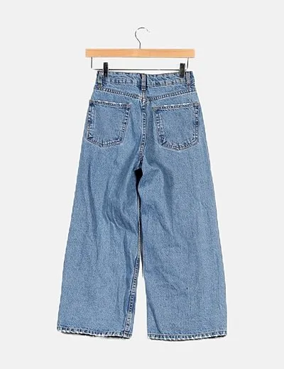 Bershka Pantalón azul denim bootcut