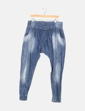 Bershka Pantalón denim baggy azul