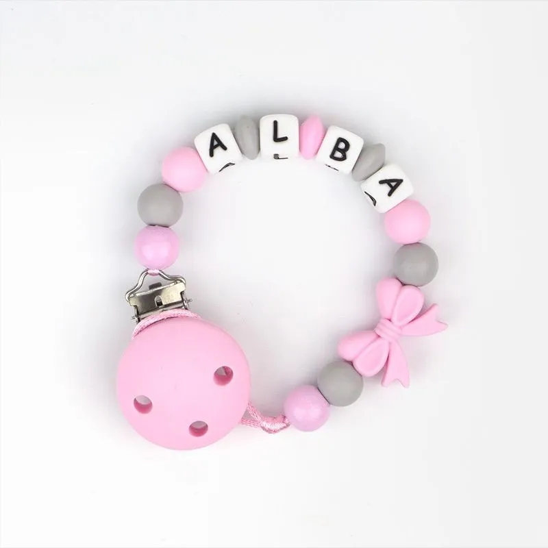 Cadenita de silicona Lazo Rosa Personalizada