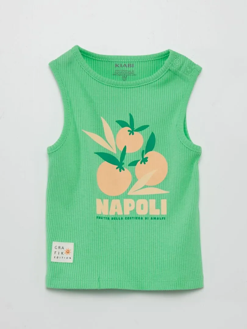Camiseta de tirantes de punto de canalé - Grafik Edition - VERDE