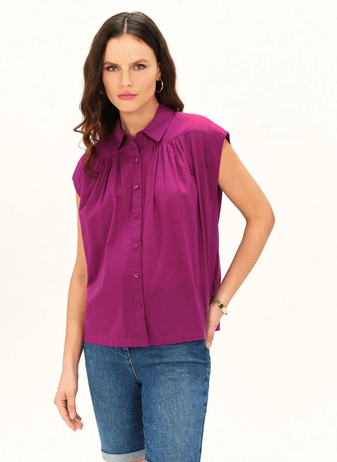 CAROLL CARINE - Camisa sin mangas de algodón en rosa
