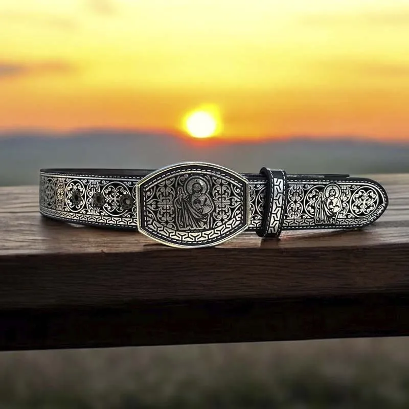 Cinturon Vaquero San Judas Plata
