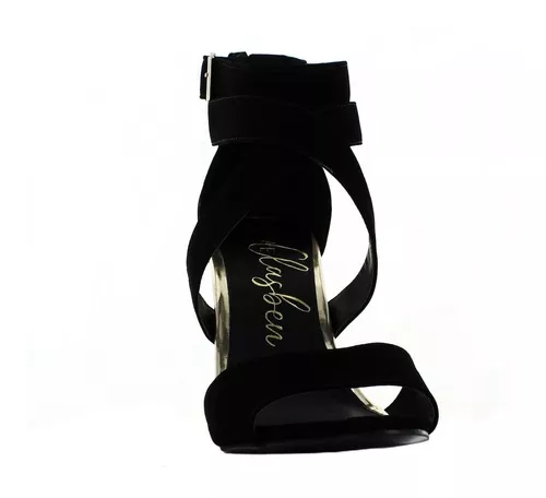 Clasben Sandalia Tacon Negro Para Mujer 79718
