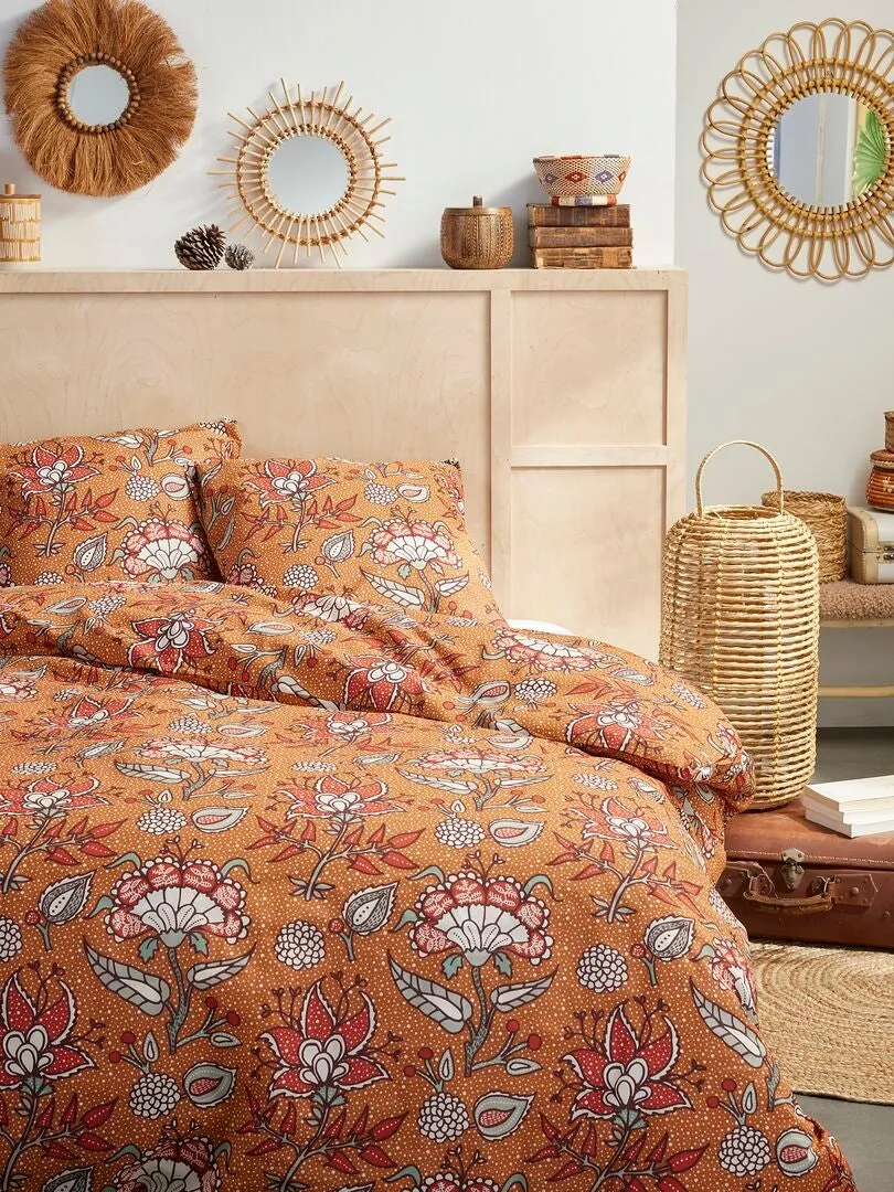 Juego de cama estampado floral - Doble - AMARILLO