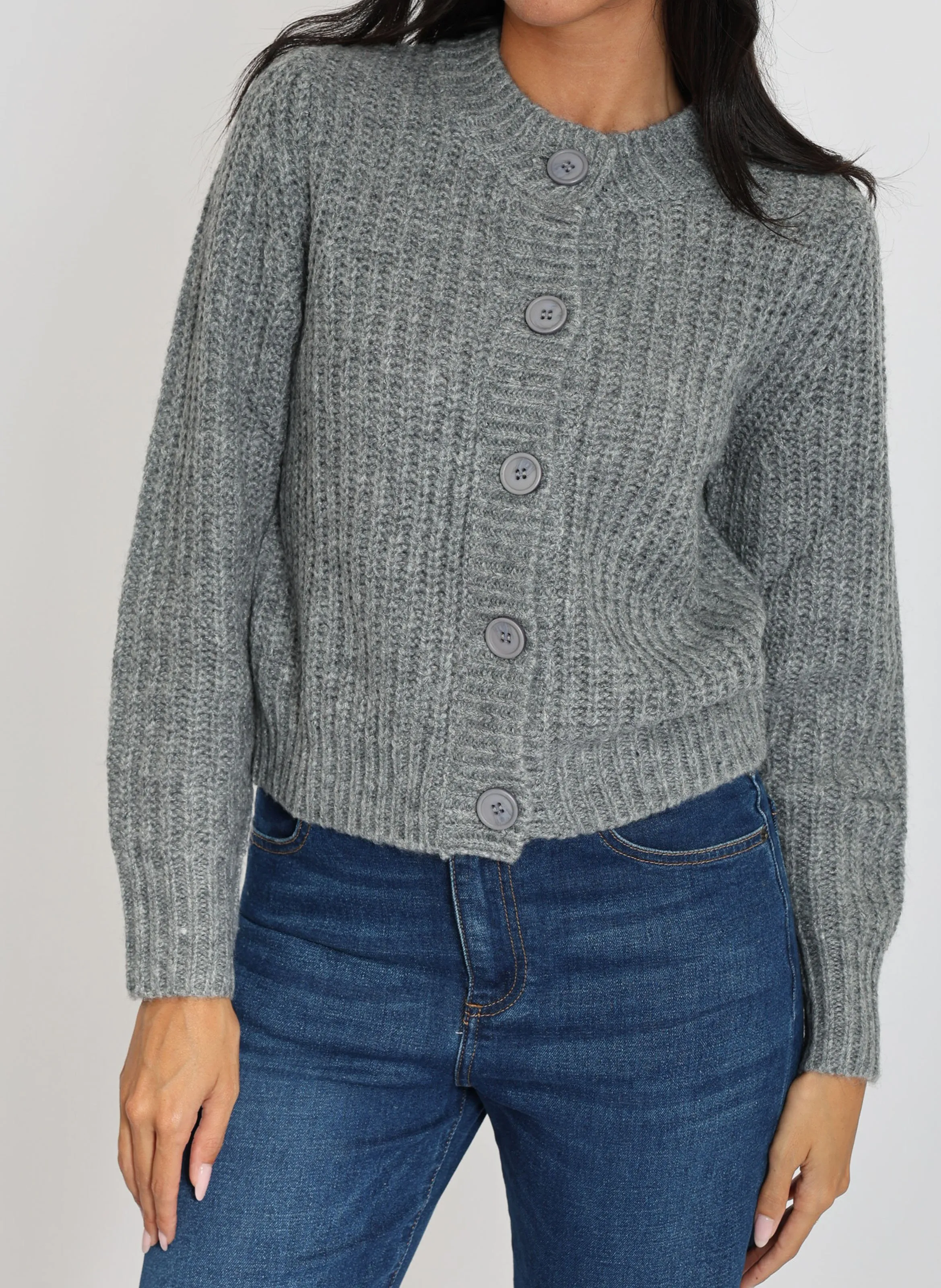 KOOKAI LANA - Cárdigan con cuello chal en gris