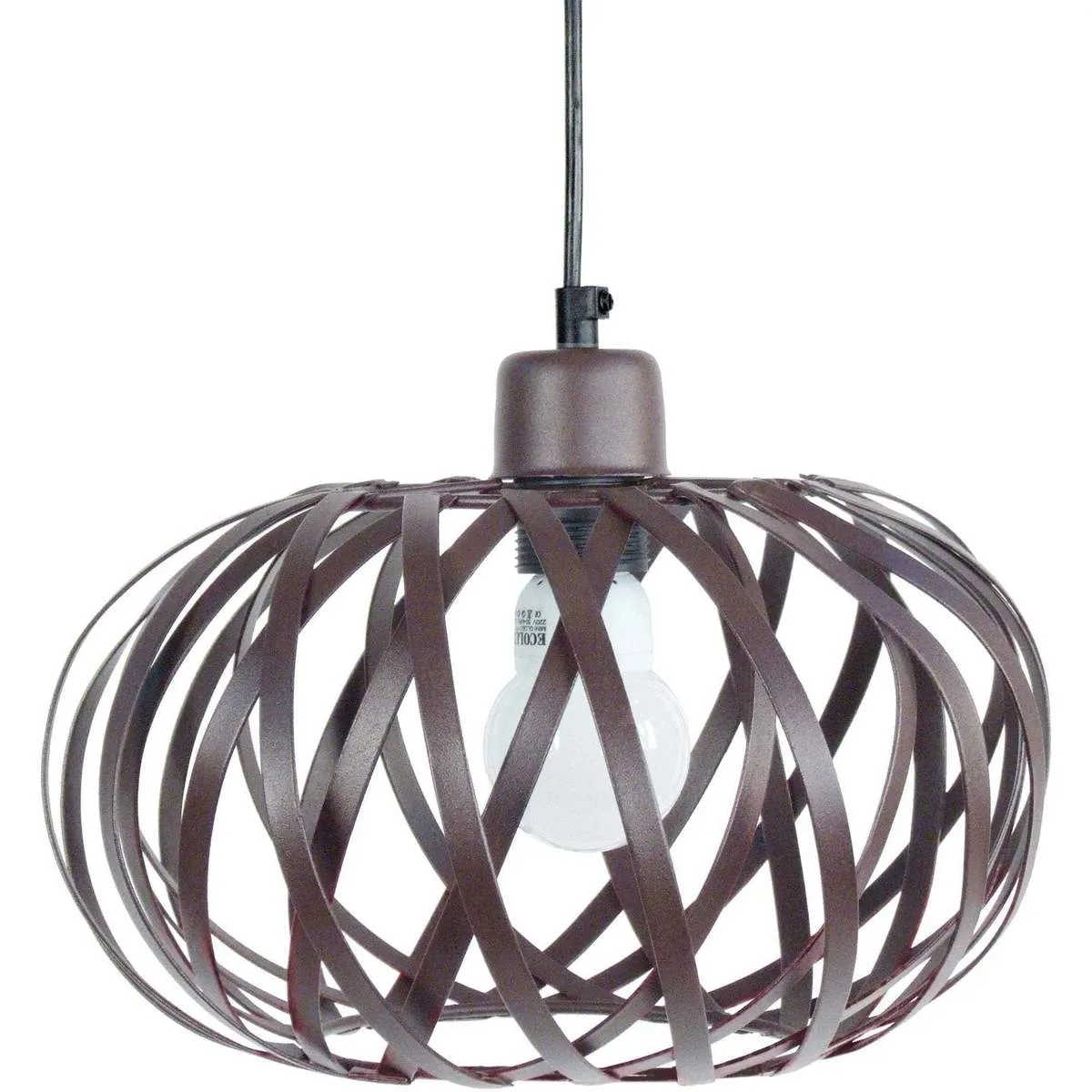 Lámpara colgante redondo metal castaño