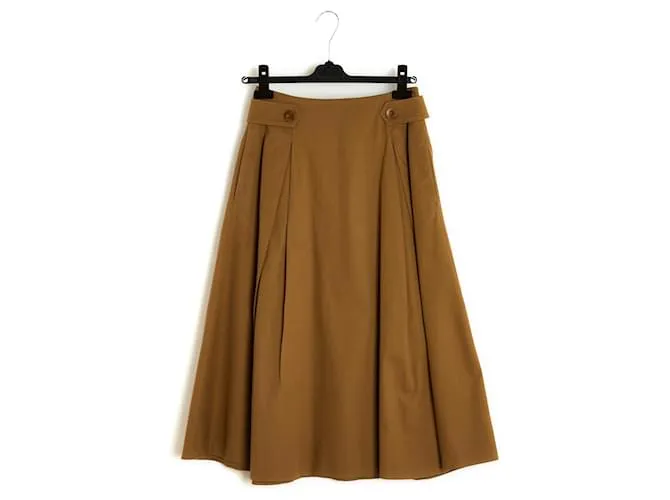 Max Mara Falda FR38 de algodón Havanna Maxi Falda UK10 US8 Caramelo 