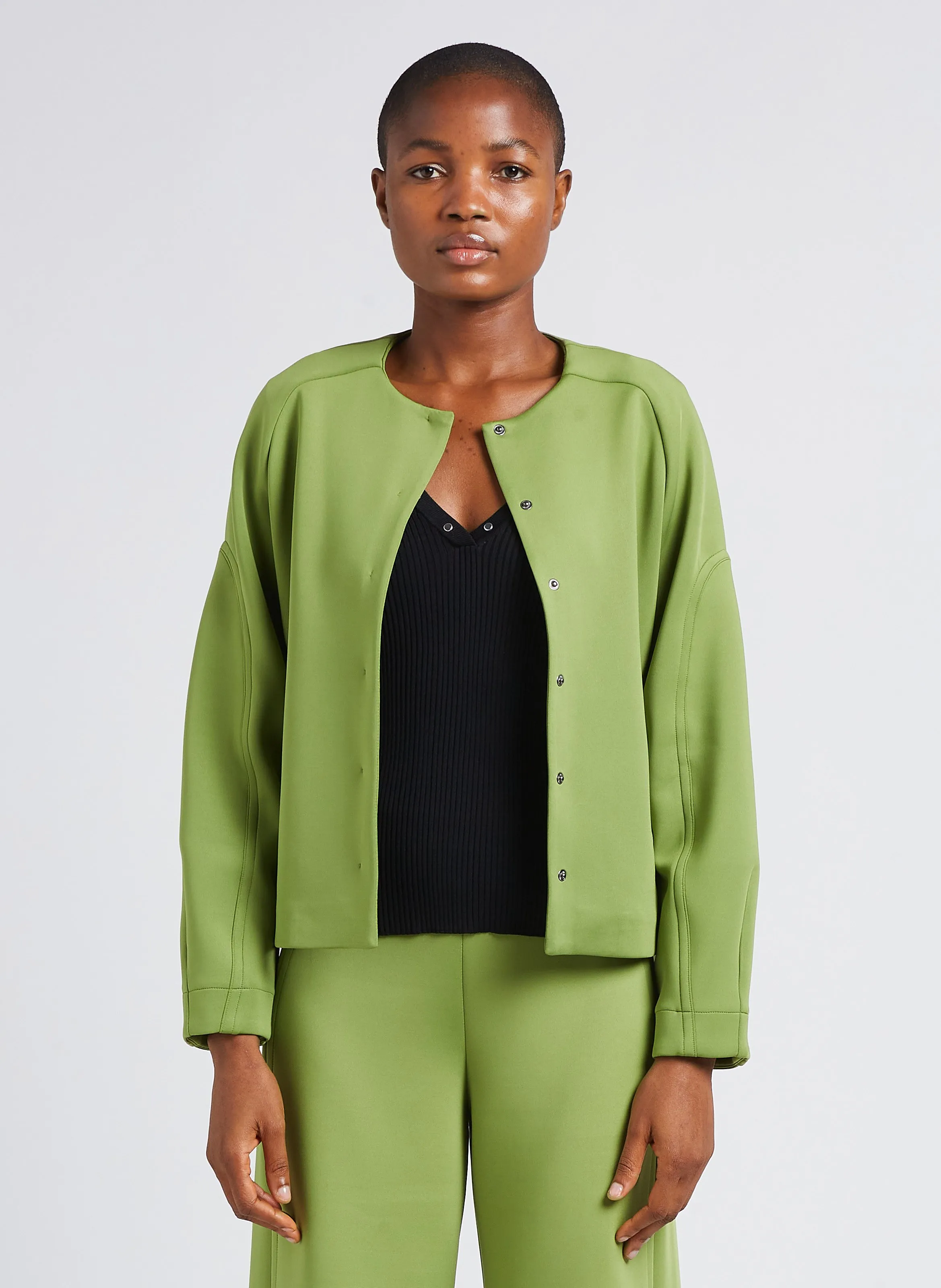 MAX MARA LEISURE DRAMMA - Chaqueta recta con cuello redondo en verde