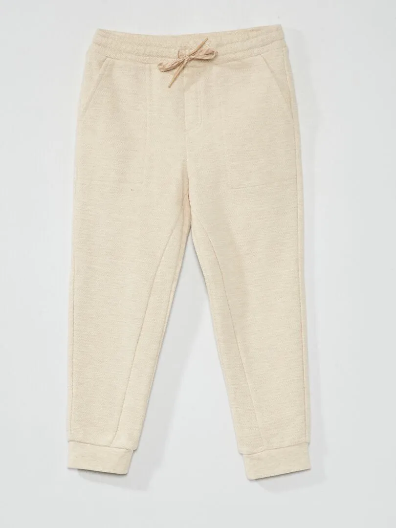 Pantalón de jogging de piqué de algodón - Corte más cómodo - BEIGE