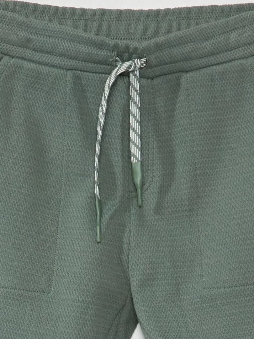 Pantalón de jogging de piqué de algodón - Corte más cómodo - verde gris