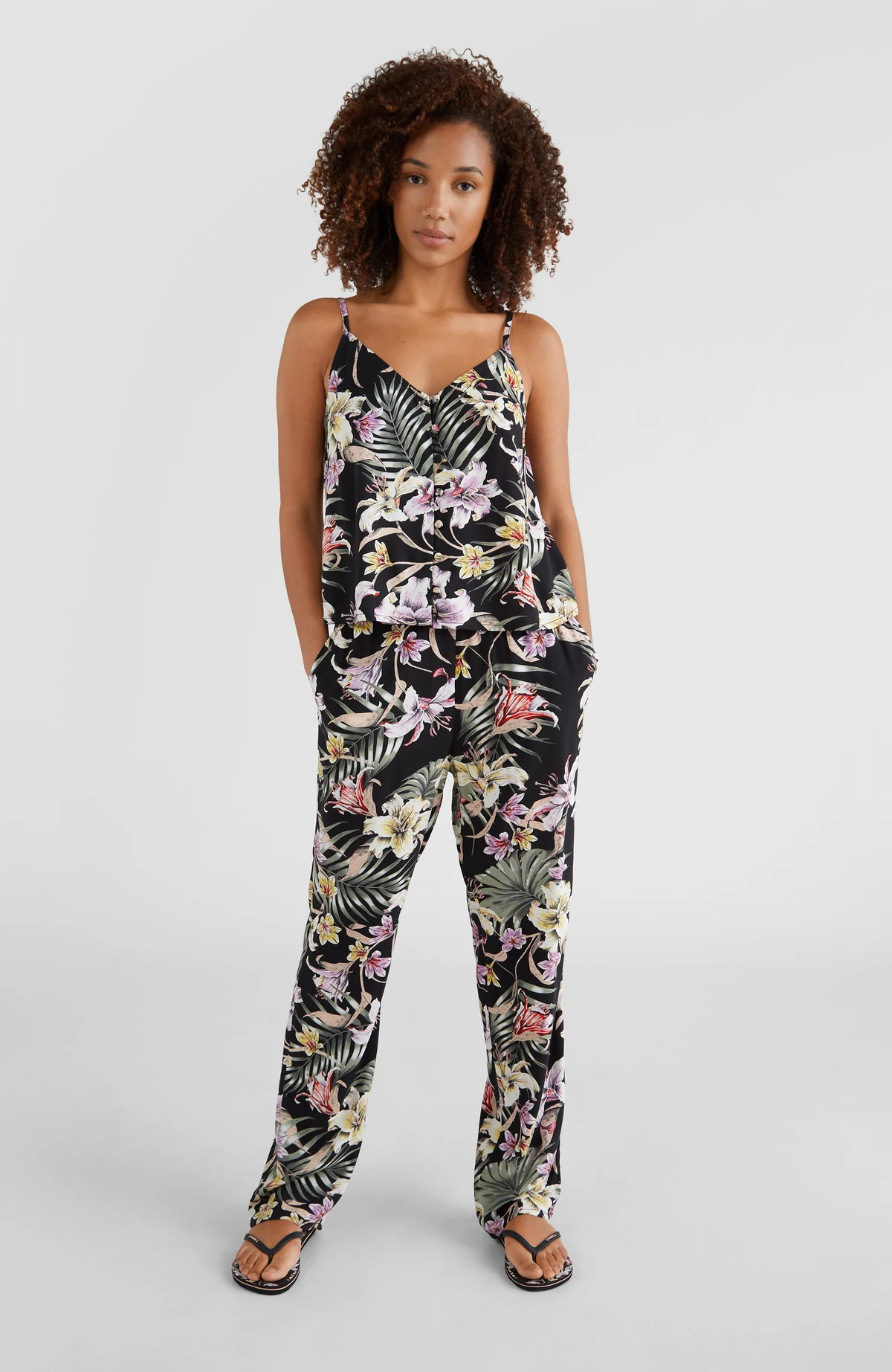 Pantalón fluido O’NEILL práctico y cómodo para Mujer BEACH PANTS Black Ref. 1550012 negro estampado