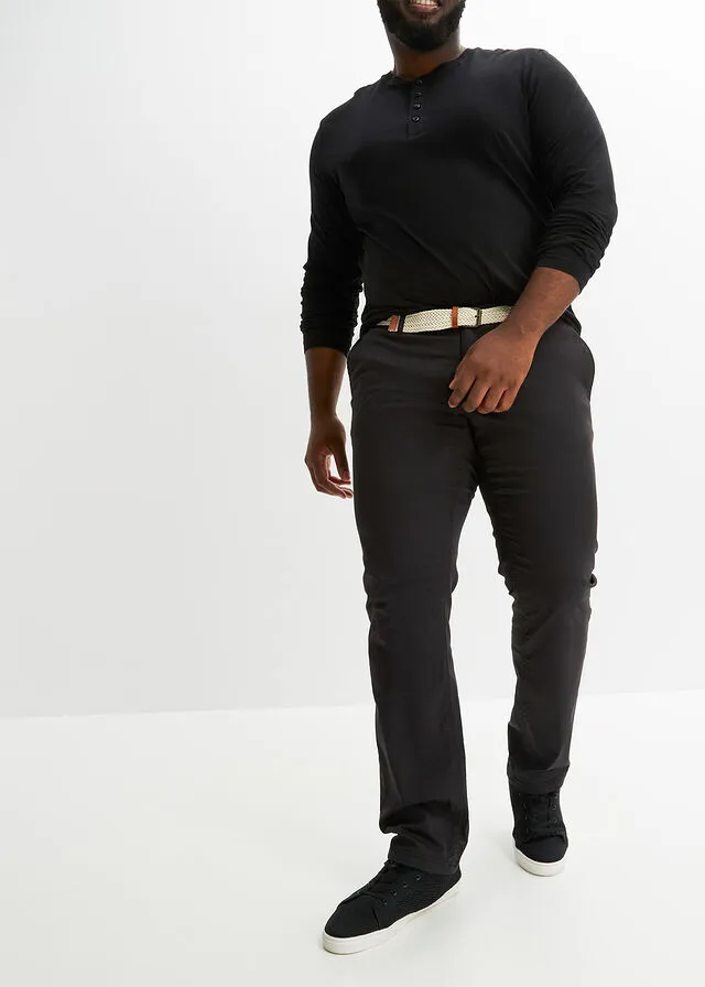Pantalón tipo chino elástico de corte recto y cómodo con cinturón Caqui nuevo