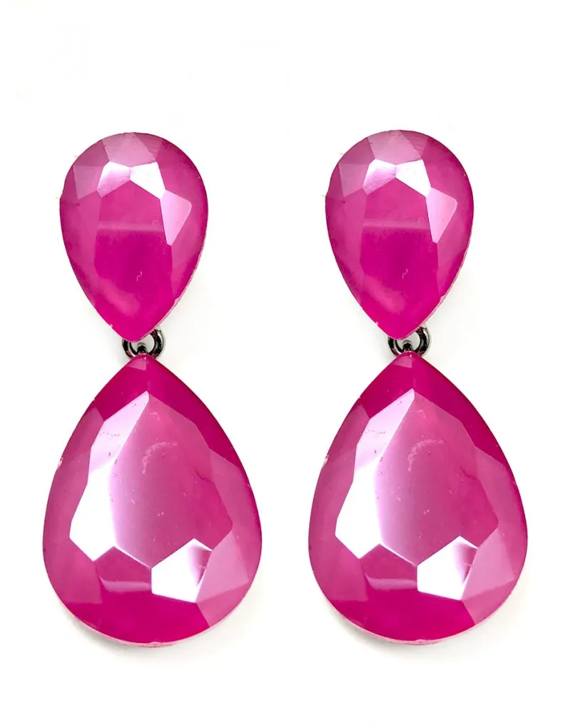 PENDIENTES FUCSIAS PARA BODAS DE BISUTERIA Y CRISTAL 