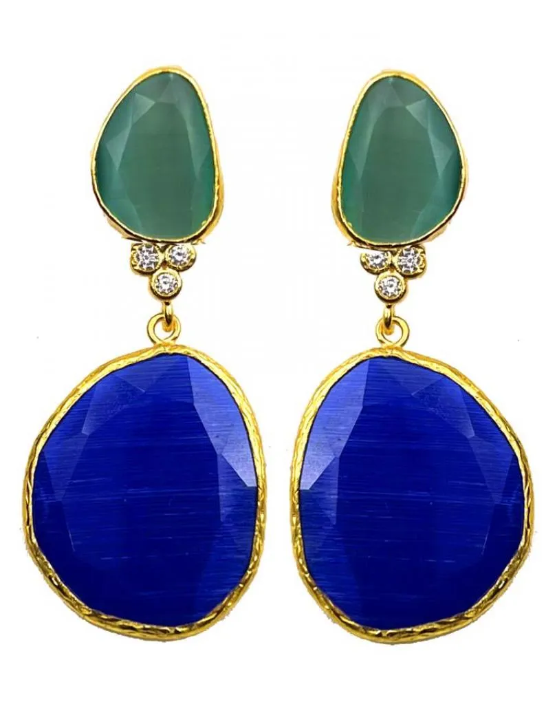 PENDIENTES LARGOS AZULONES Y TURQUESA DISEÑADOS PARA BODAS