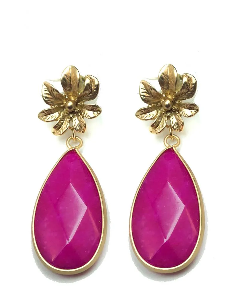 PENDIENTES PARA BODAS CON BONITA LAGRIMA FUCSIA