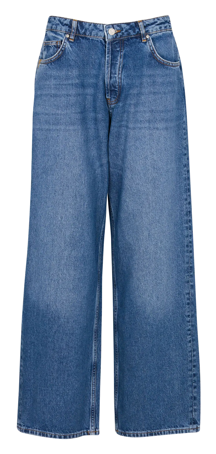 REIKO PISE - Pantalón ancho con bragueta abotonada de algodón en azul