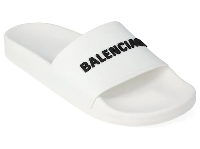 Sandalia de piscina para mujer Balenciaga negra y blanca Blanco 