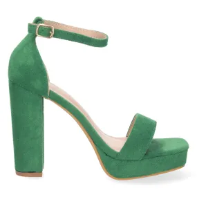 Sandalia de tacón cómodo para fiesta mujer color verde