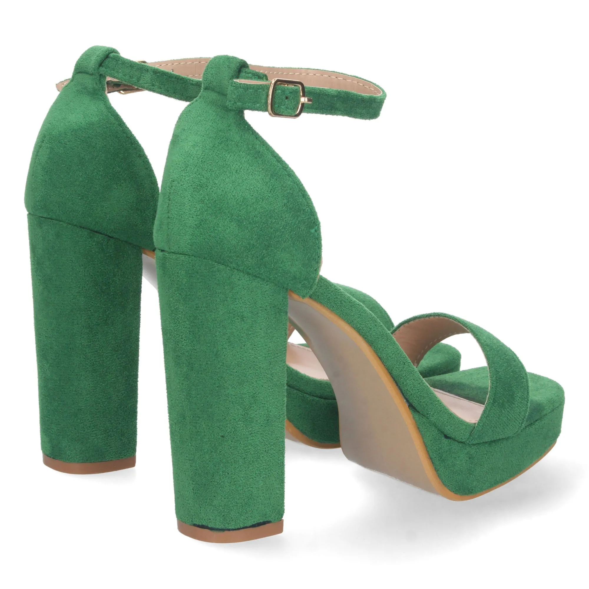 Sandalia de tacón cómodo para fiesta mujer color verde