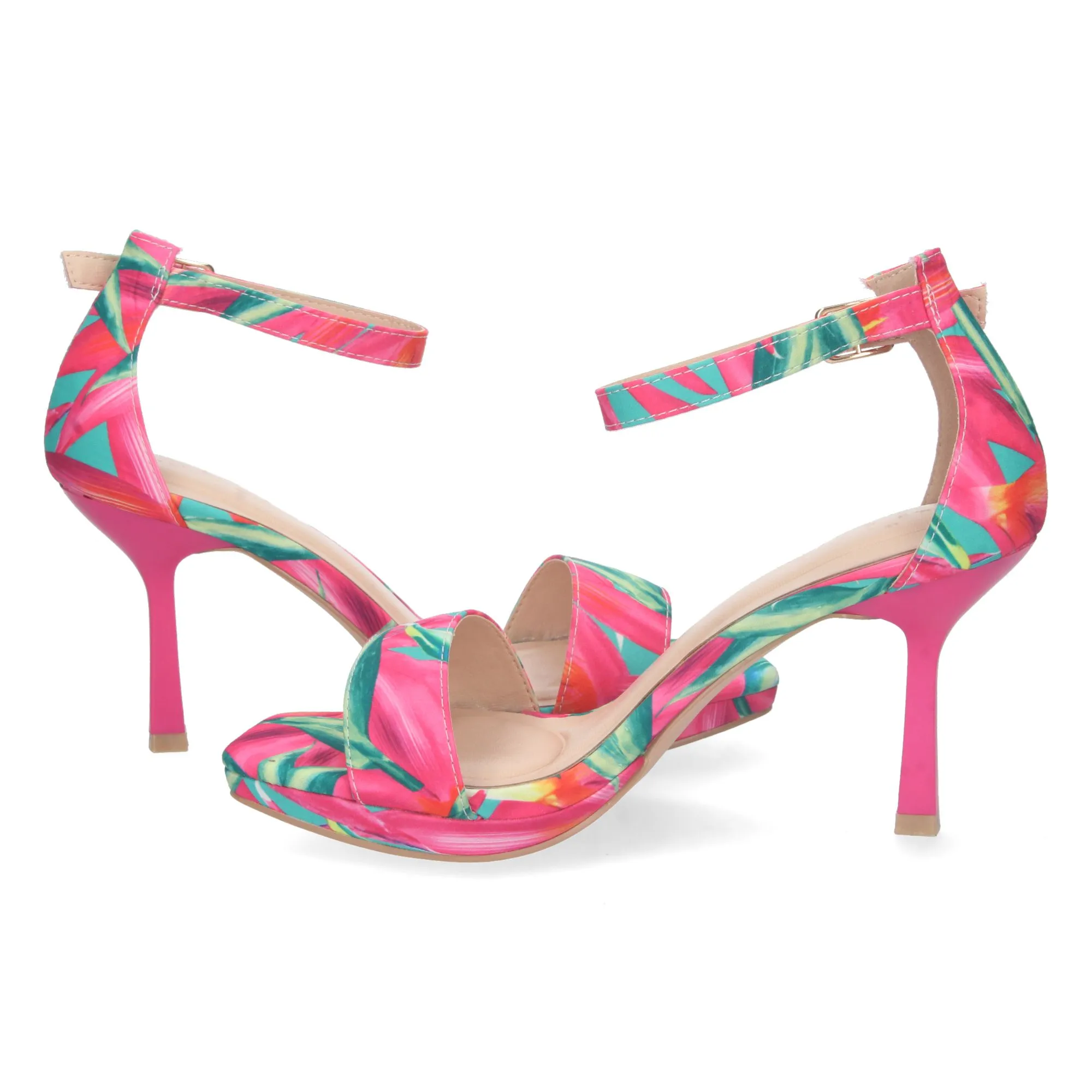 Sandalias de tacón fiesta cómodo mujer color fucsia A-2309