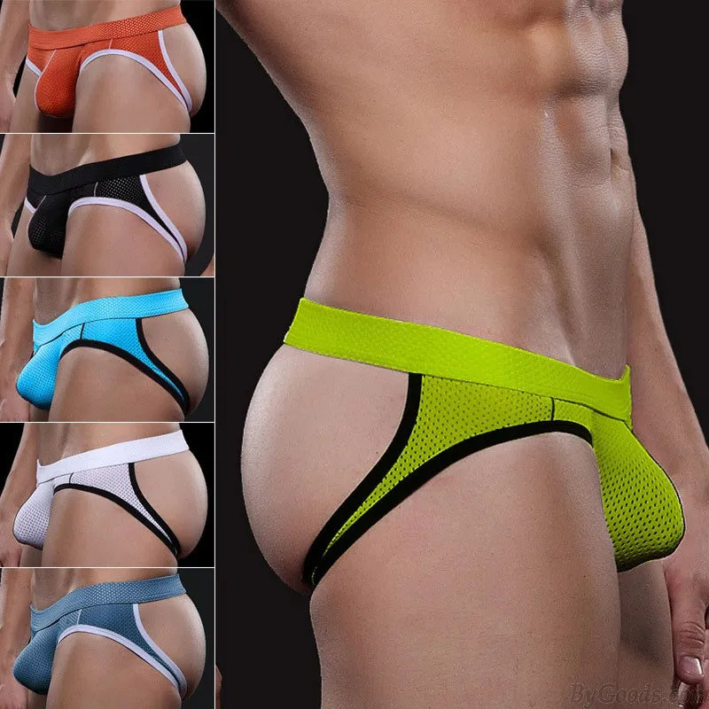 Sexy Breathable Mesh Holes Athletic Jockstrap Trunks Athletic Supporter Panties Elastic Men's Underpants Lingerie Briefs Underwe