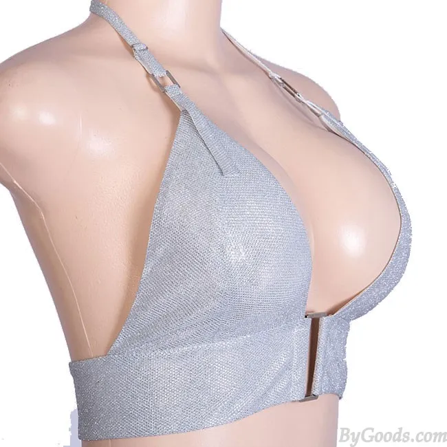 Sexy Camisole Flash Deep V Sequin Buckle Bra Flash Diamond Vest Lingerie