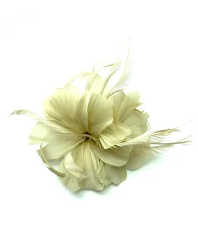TOCADOS BODAS BEIGE TOSTADO CON PLUMAS