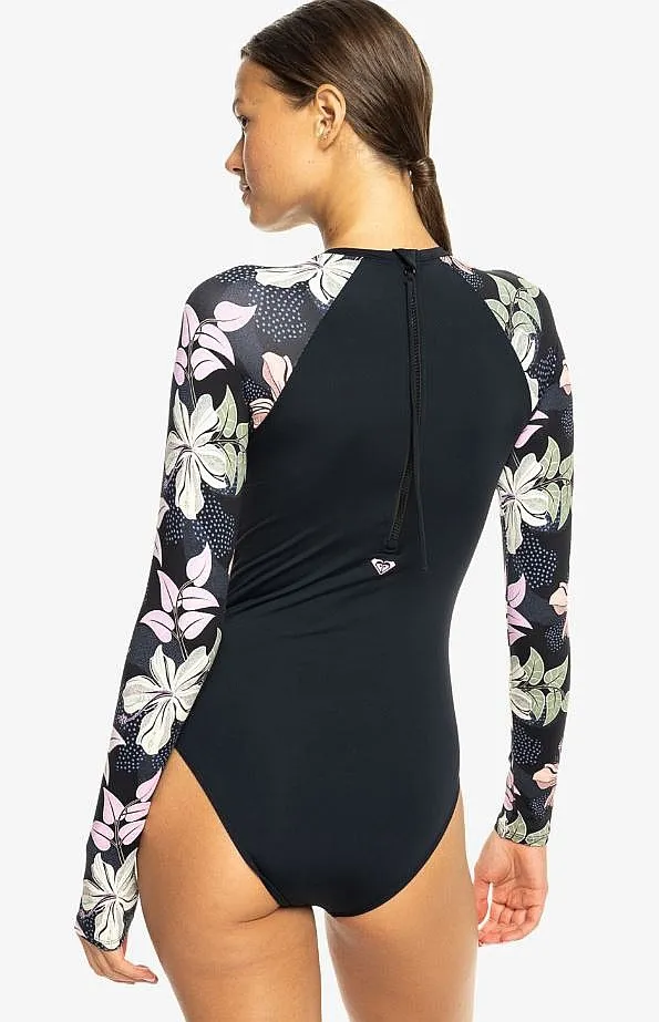 traje de baño Roxy Sunny Floral LS Onesie - KVJ5/Anthacite Sunny Floral Swim - women´s