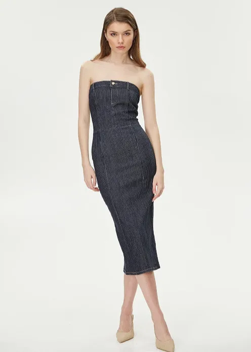 Vestido vaquero midi rayas