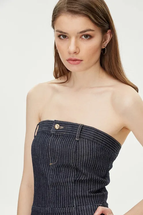 Vestido vaquero midi rayas