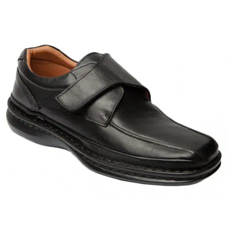 Zapato Con Velcro Cómodo Todo Piel Negro. Cactus
