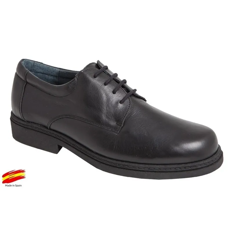 Zapato Cómodo Piso Goma Piel Negro. Farma-Elx